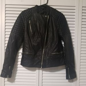 Black leather jacket.